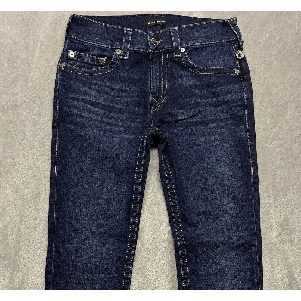 True Religion Rocco Relaxed Skinny No Flap Men’s Stretch Blue Jeans Size 31x34